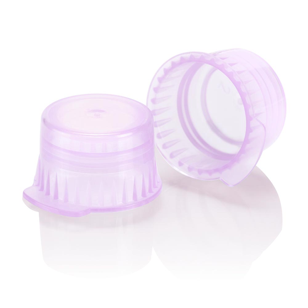 Globe Scientific Snap cap, Translucent lavender, PE, for 12/13mm vacuum and Test tubes Image